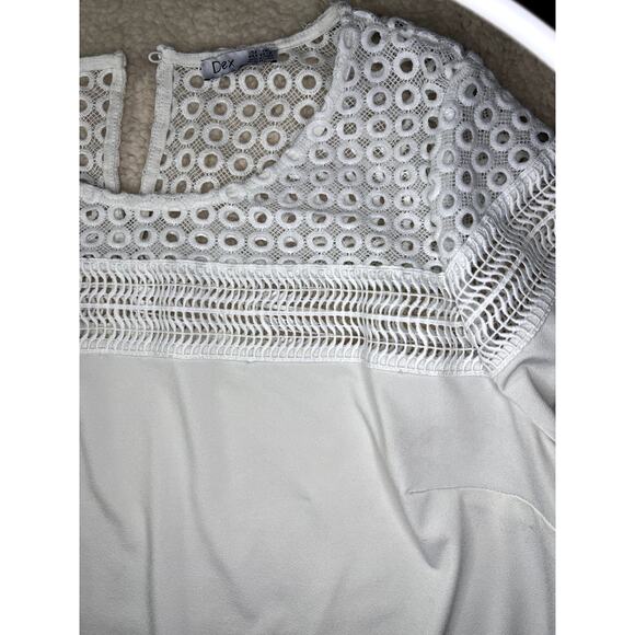 Dex White Blouse Women's Size 1x Open Knit Coastal Grandma Lagenlook Casual - Picture 2 of 9